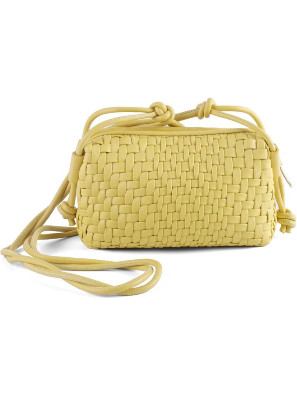 Women's Yellow Woven Vegan Leather Small Purse Adjustable Strap Crossbody Bags